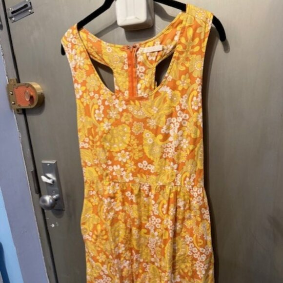 Retro Vintage Racerback (with Mini Bows) Mod Floral late 60s/ 70s Mini Dress - Picture 10 of 16